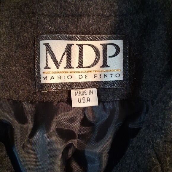 MDP Mario De Pinto Women’s Size Medium Pea Coat Made In USA 100% Wool Black VTG - Picture 3 of 11